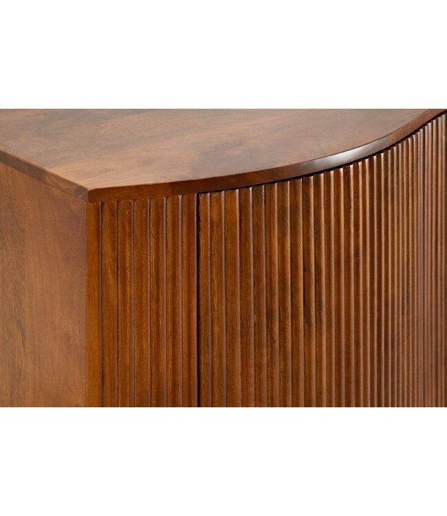 Invicta Interior Dressoir GRANDEUR 180 cm 3D retrostijl mangohout bruin met zwarte metalen poten - 47147