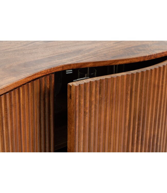 Invicta Interior Dressoir GRANDEUR 180 cm 3D retrostijl mangohout bruin met zwarte metalen poten - 47147