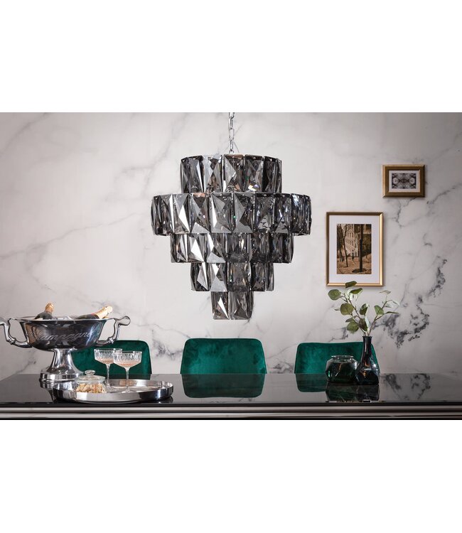 Invicta Interior Kroonluchter KRISTALL 50 cm 75 glazen prisma's edelgrijs - 40824