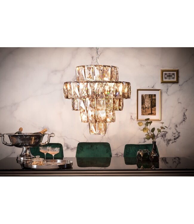 Invicta Interior Kroonluchter KRISTALL 50 cm 75 glazen prisma's edelgrijs - 40824