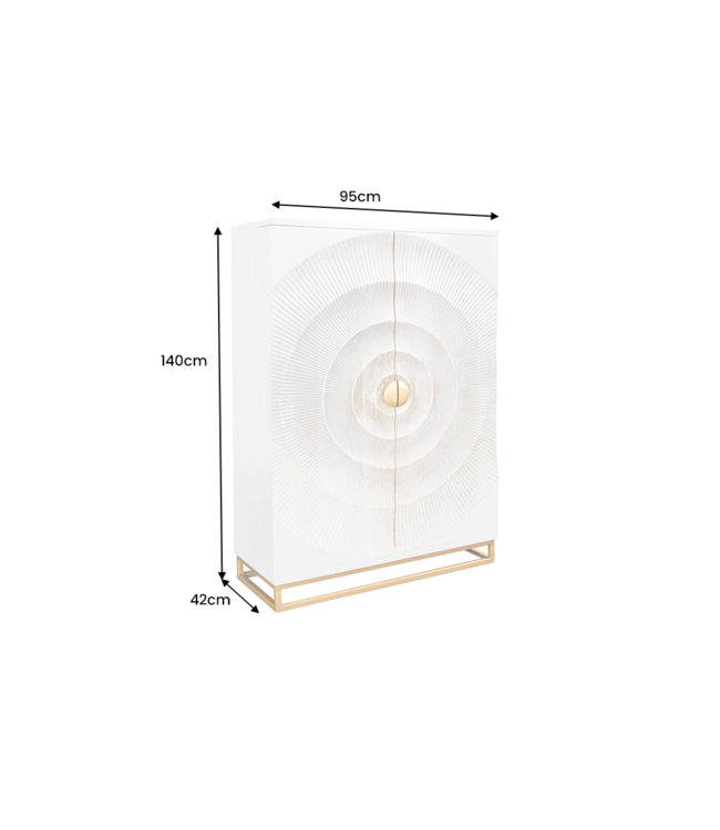 Invicta Interior Barkast GOLDEN SUNSET 140cm 3D mangohout wit handgemaakt - 48409