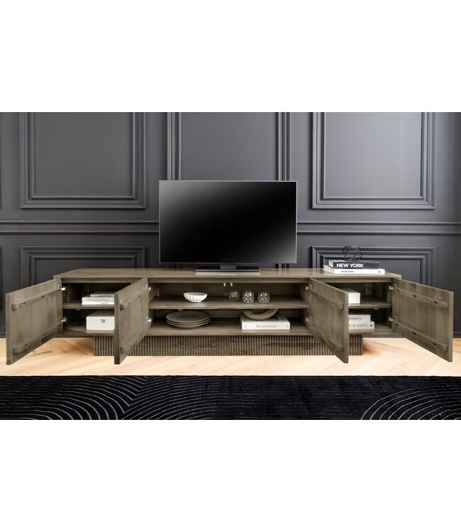 Invicta Interior TV-meubel ART DECO 200cm 3D mangohout grijs - 46804