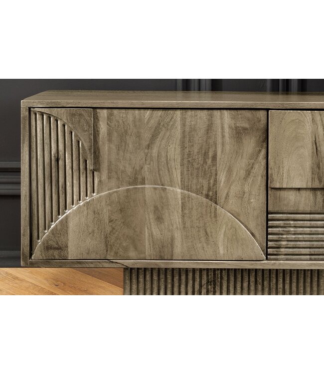 Invicta Interior TV-meubel ART DECO 200cm 3D mangohout grijs - 46804