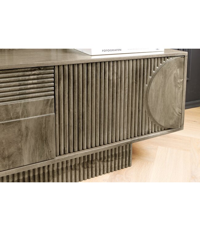 Invicta Interior TV-meubel ART DECO 200cm 3D mangohout grijs - 46804