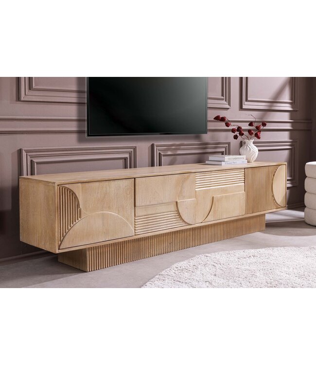 Invicta Interior TV-meubel ART DECO 200cm 3D mangohout naturel wit - 46803
