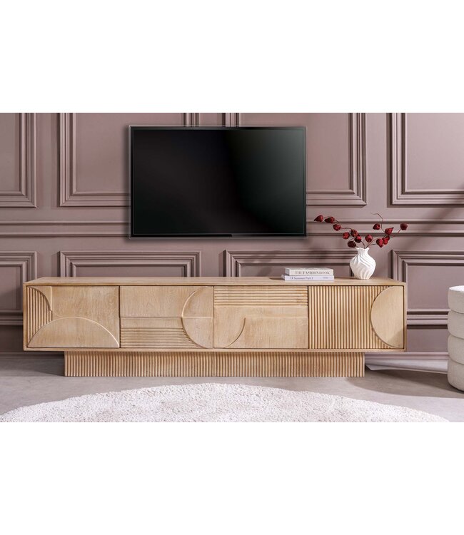 Invicta Interior TV-meubel ART DECO 200cm 3D mangohout naturel wit - 46803