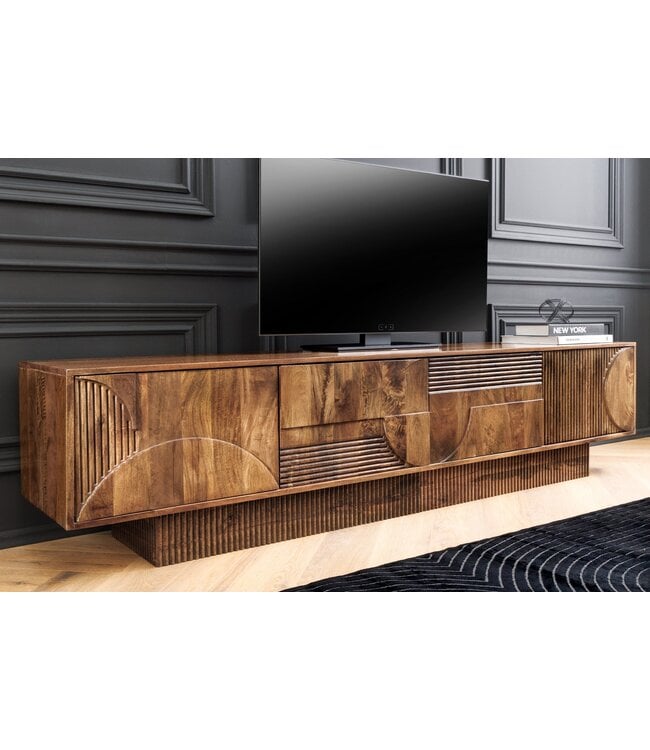 Invicta Interior TV-paneel Art Deco 200 cm 3D mangohout bruin - 46805