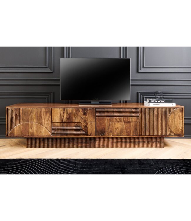 Invicta Interior TV-paneel Art Deco 200 cm 3D mangohout bruin - 46805