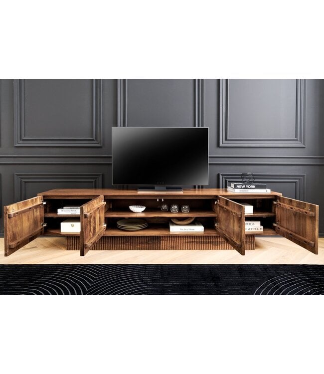 Invicta Interior TV-paneel Art Deco 200 cm 3D mangohout bruin - 46805