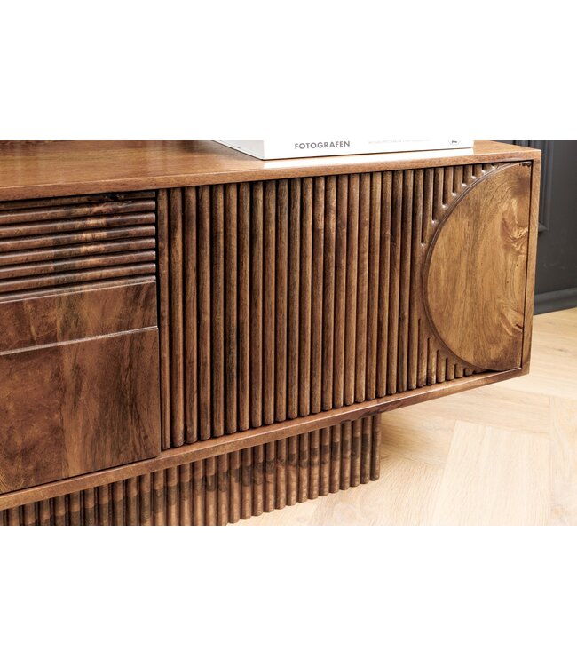 Invicta Interior TV-paneel Art Deco 200 cm 3D mangohout bruin - 46805