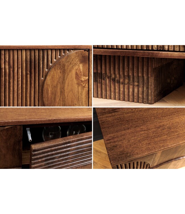 Invicta Interior TV-paneel Art Deco 200 cm 3D mangohout bruin - 46805