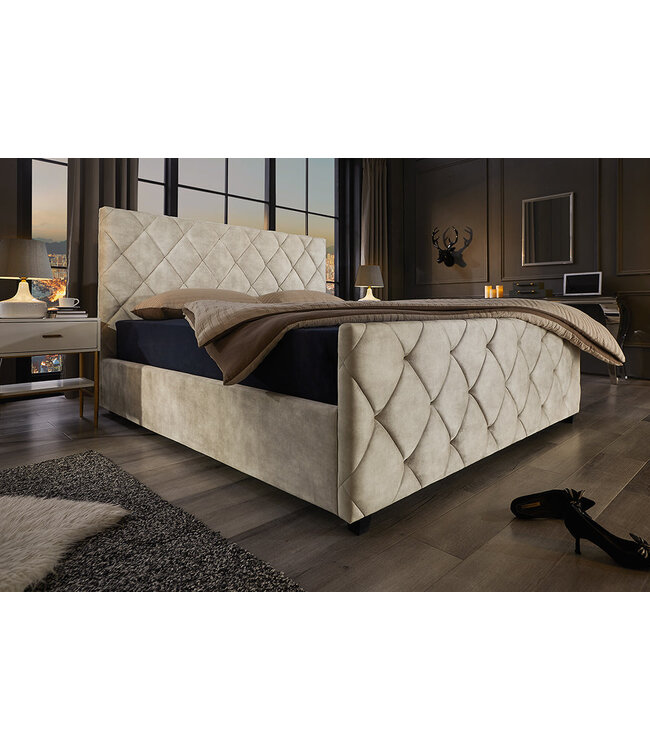 Invicta Interior Bed ELYSIUM 180x200cm fluweel champagnebeige met opbergruimte - 45920