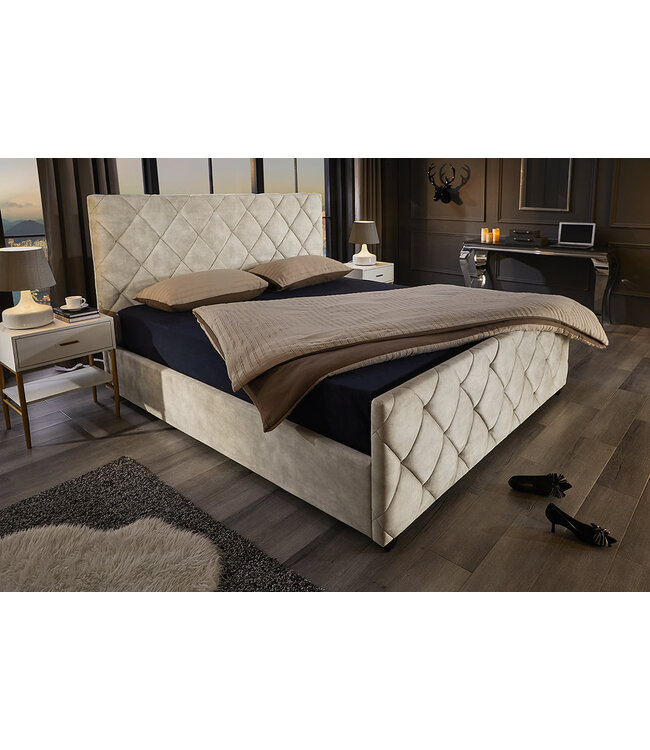 Invicta Interior Bed ELYSIUM 180x200cm fluweel champagnebeige met opbergruimte - 45920