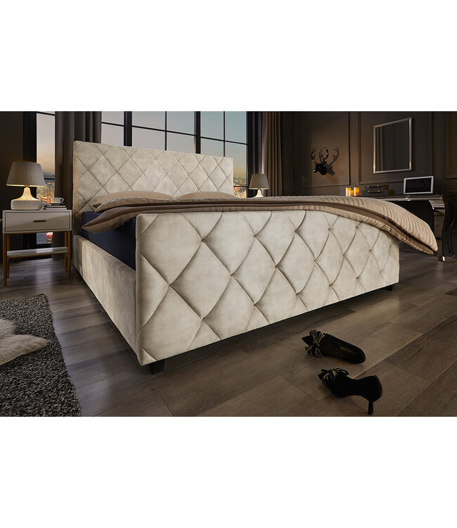 Invicta Interior Bed ELYSIUM 180x200cm fluweel champagnebeige met opbergruimte - 45920