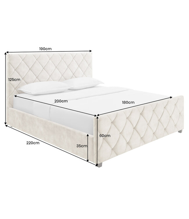 Invicta Interior Bed ELYSIUM 180x200cm fluweel champagnebeige met opbergruimte - 45920