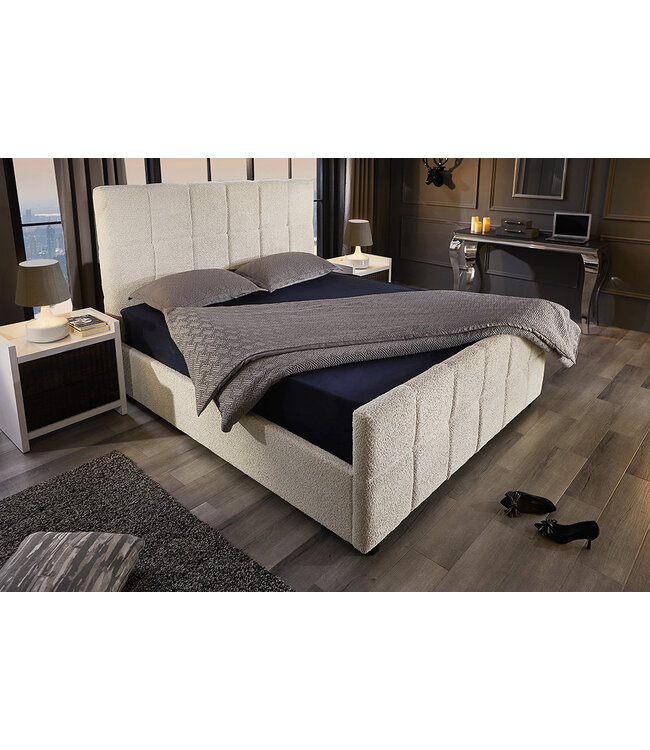 Invicta Interior Bed PRESTIGE 180x200cm crèmekleurig bouclé met opbergruimte - 45922