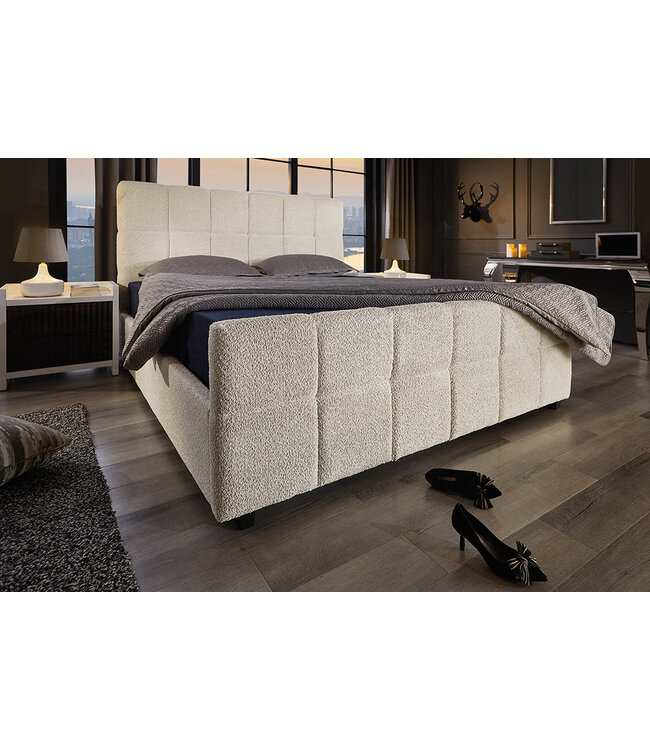 Invicta Interior Bed PRESTIGE 180x200cm crèmekleurig bouclé met opbergruimte - 45922