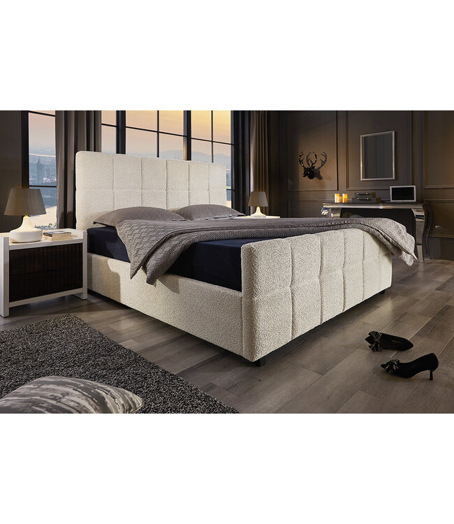 Invicta Interior Bed PRESTIGE 180x200cm crèmekleurig bouclé met opbergruimte - 45922