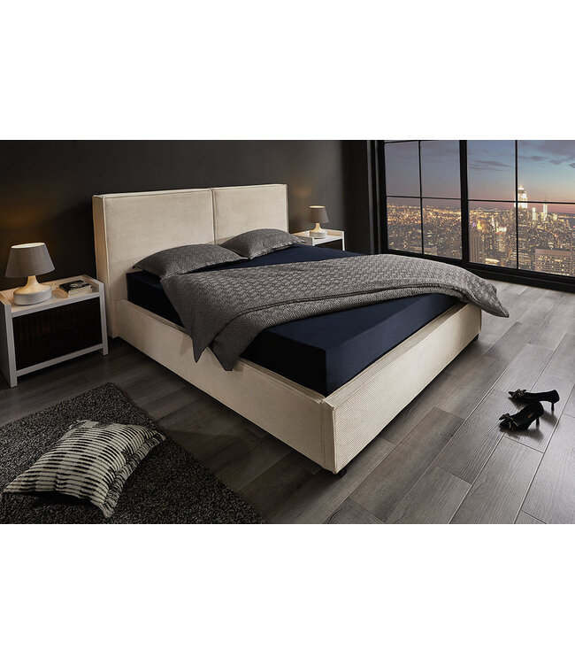 Invicta Interior Bed ROCCO 180x200cm, beige met lattenbodem en opbergruimte - 45921