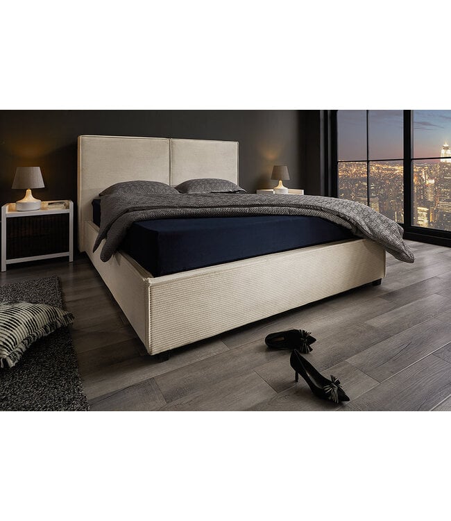 Invicta Interior Bed ROCCO 180x200cm, beige met lattenbodem en opbergruimte - 45921