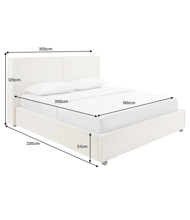 Invicta Interior Bed ROCCO 180x200cm, beige met lattenbodem en opbergruimte - 45921
