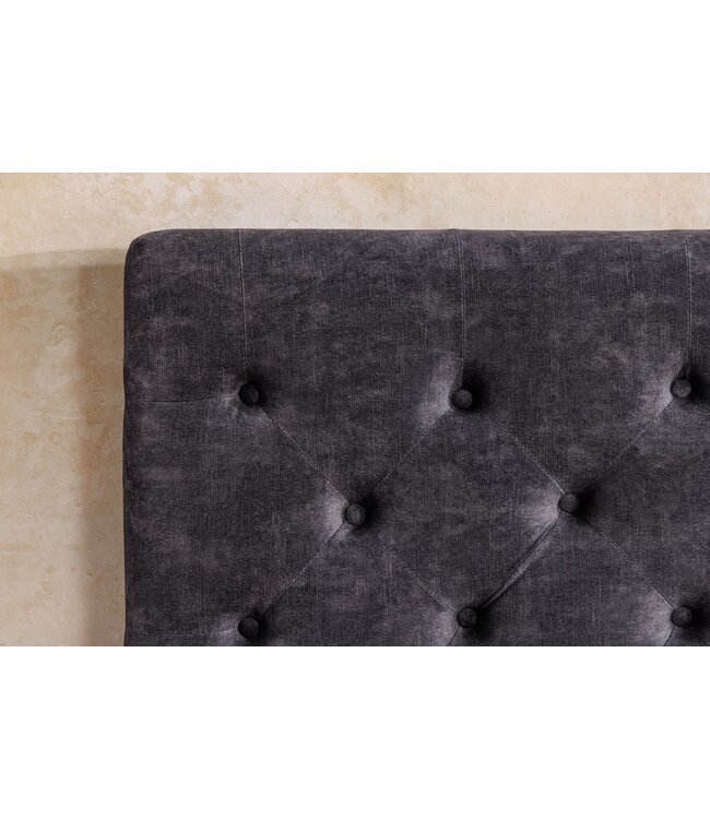 Invicta Interior Bed PARIS 160x200cm Chesterfield-look, fluweelgrijs, met opbergruimte - 45636