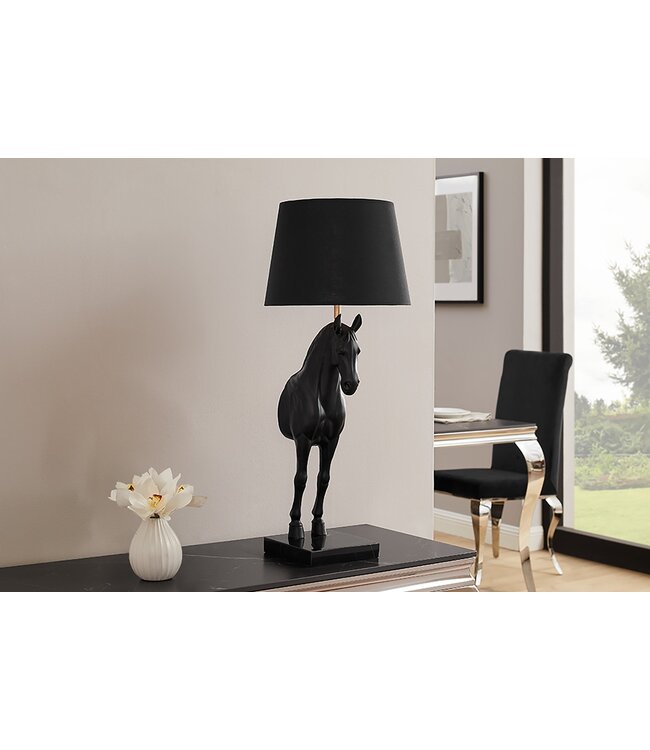 Invicta Interior Tafellamp BLACK BEAUTY 75 cm paardsculptuur zwart goud - 45665