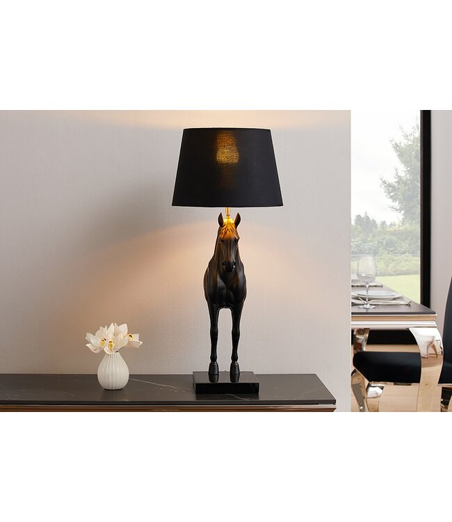 Invicta Interior Tafellamp BLACK BEAUTY 75 cm paardsculptuur zwart goud - 45665