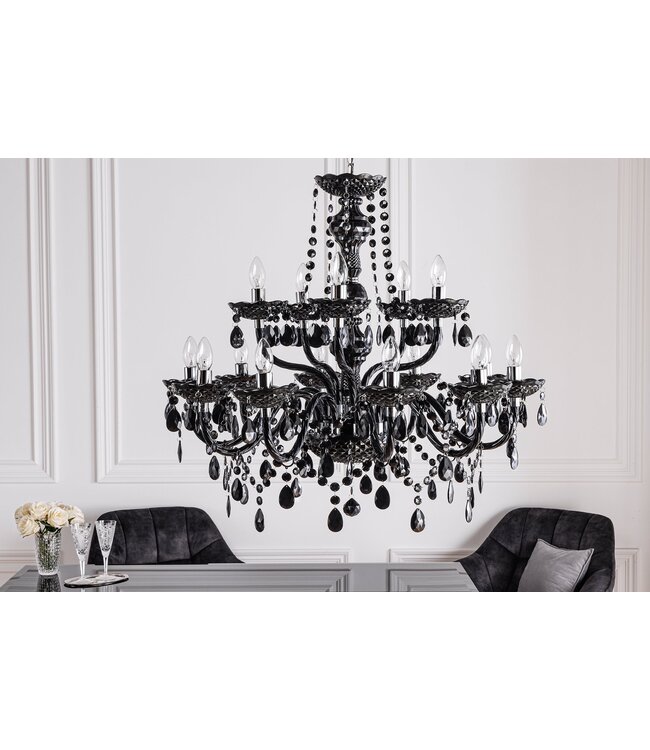 Invicta Interior Kroonluchter DIAMONDS met 15 armen, gemaakt van zwart acryl - 1282