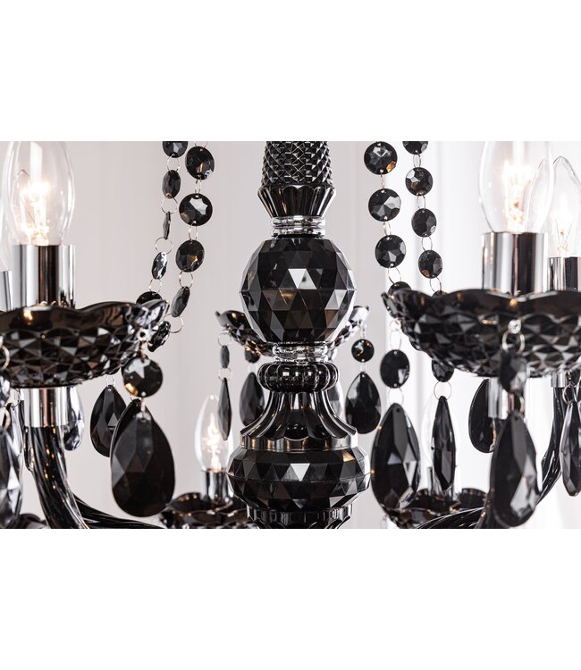 Invicta Interior Kroonluchter DIAMONDS met 15 armen, gemaakt van zwart acryl - 1282