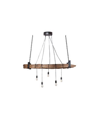 Invicta Interior Hanglamp BARRACUDA 152 cm voor 5 lampen, gemaakt van gerecycled hout - 40080