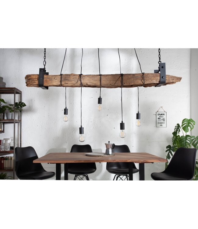 Invicta Interior Hanglamp BARRACUDA 152 cm voor 5 lampen, gemaakt van gerecycled hout - 40080