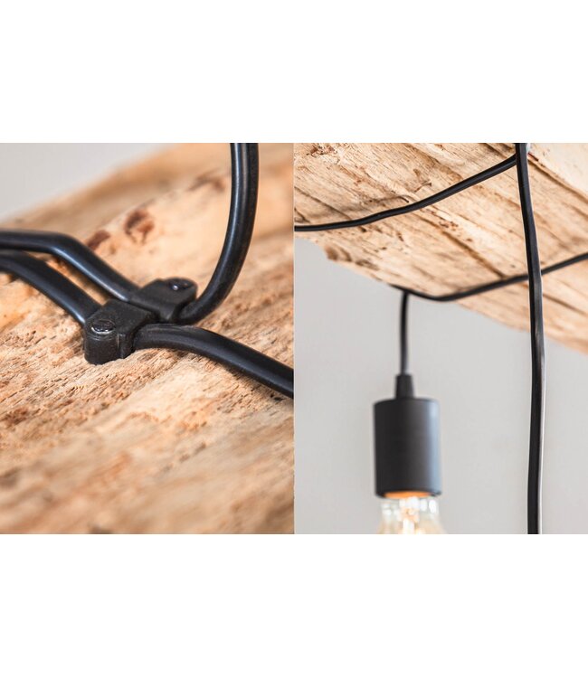 Invicta Interior Hanglamp BARRACUDA 152 cm voor 5 lampen, gemaakt van gerecycled hout - 40080