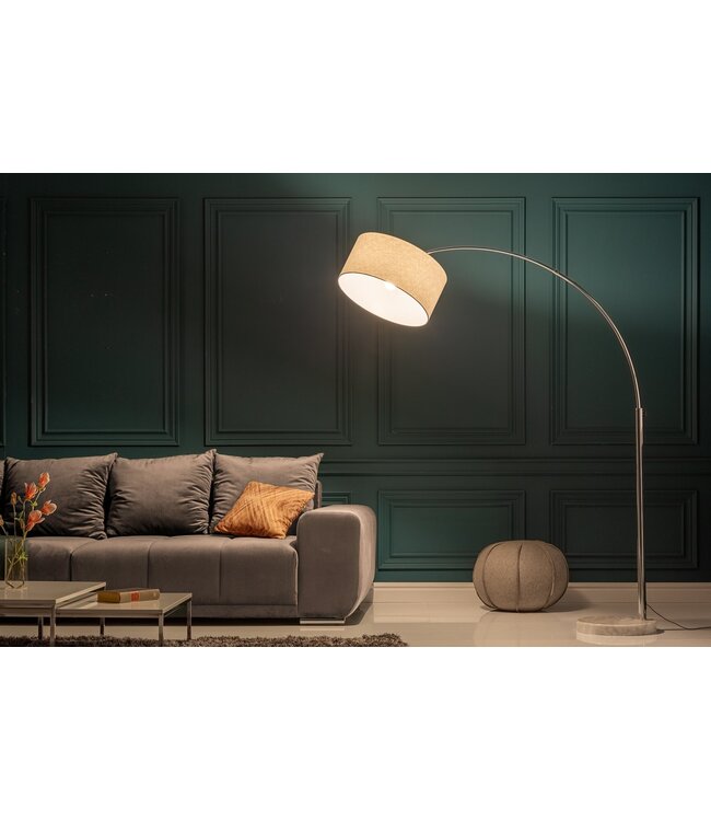 Invicta Interior Vloerlamp BIG BOW 170-180cm linnen wit met marmeren voet - 35596