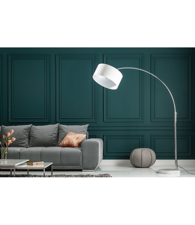 Invicta Interior Vloerlamp BIG BOW 170-180cm linnen wit met marmeren voet - 35596