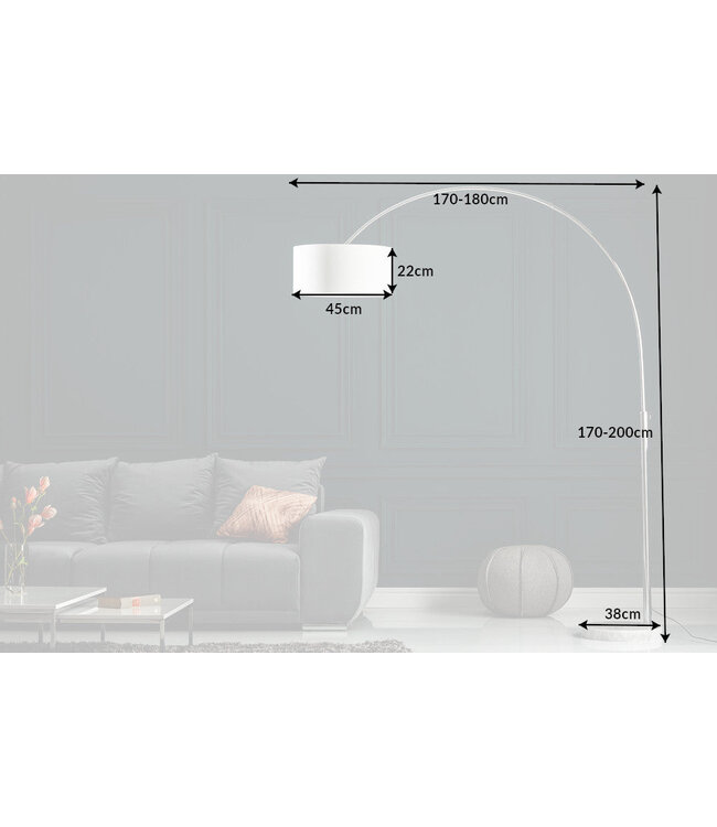 Invicta Interior Vloerlamp BIG BOW 170-180cm linnen wit met marmeren voet - 35596