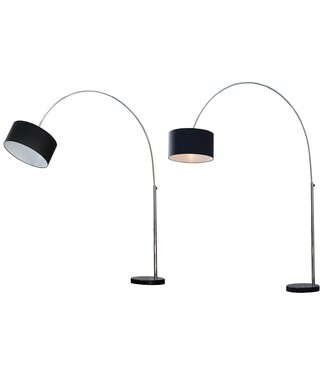 Invicta Interior Vloerlamp BIG BOW 170-180cm linnen zwart met marmeren voet - 35399