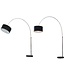 Invicta Interior Vloerlamp BIG BOW 170-180cm linnen zwart met marmeren voet - 35399