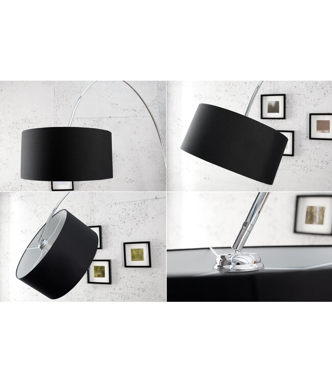 Invicta Interior Vloerlamp BIG BOW 170-180cm linnen zwart met marmeren voet - 35399