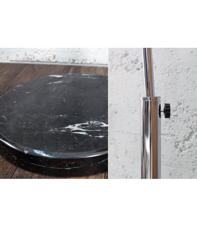 Invicta Interior Vloerlamp BIG BOW 170-180cm linnen zwart met marmeren voet - 35399