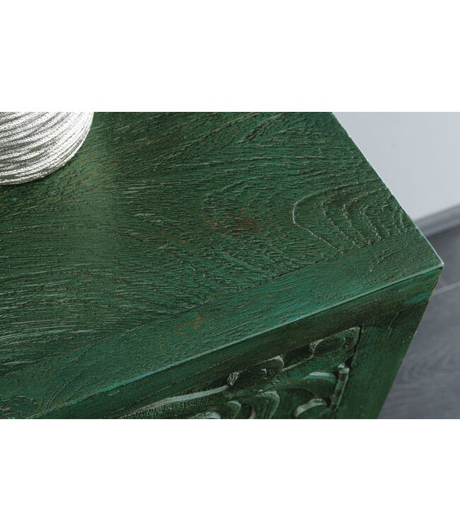 Invicta Interior Dressoir PEACOCK 175cm 3D mangohout antieke look donkergroen goud handgemaakt - 45791