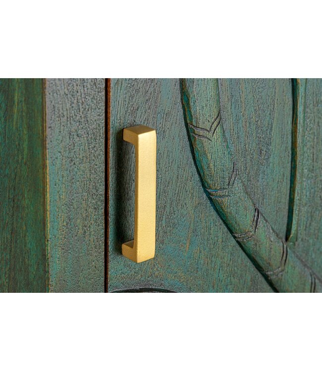 Invicta Interior Highboard PEACOCK 170cm 3D mangohout antieke look donkergroen goud handgemaakt - 45590