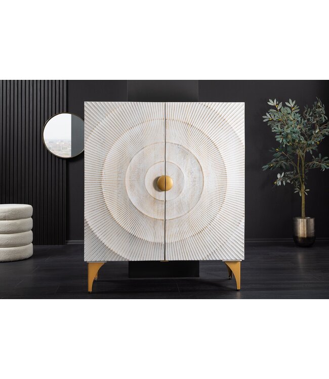 Invicta Interior Highboard GOLDEN SUNSET 120cm 3D mangohout witgoud handgemaakt - 48108