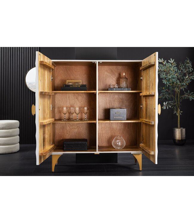 Invicta Interior Highboard GOLDEN SUNSET 120cm 3D mangohout witgoud handgemaakt - 48108