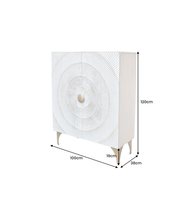 Invicta Interior Highboard GOLDEN SUNSET 120cm 3D mangohout witgoud handgemaakt - 48108