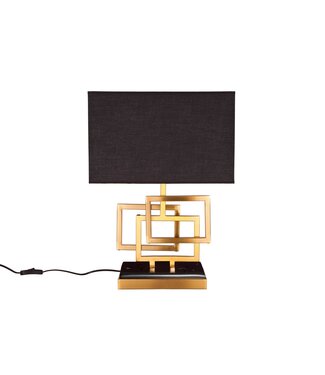 Invicta Interior Tafellamp ATLANTIS 56 cm goud met zwarte stoffen kap - 39098
