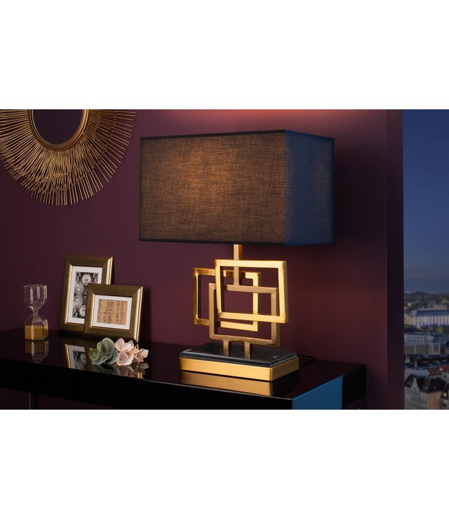 Invicta Interior Tafellamp ATLANTIS 56 cm goud met zwarte stoffen kap - 39098