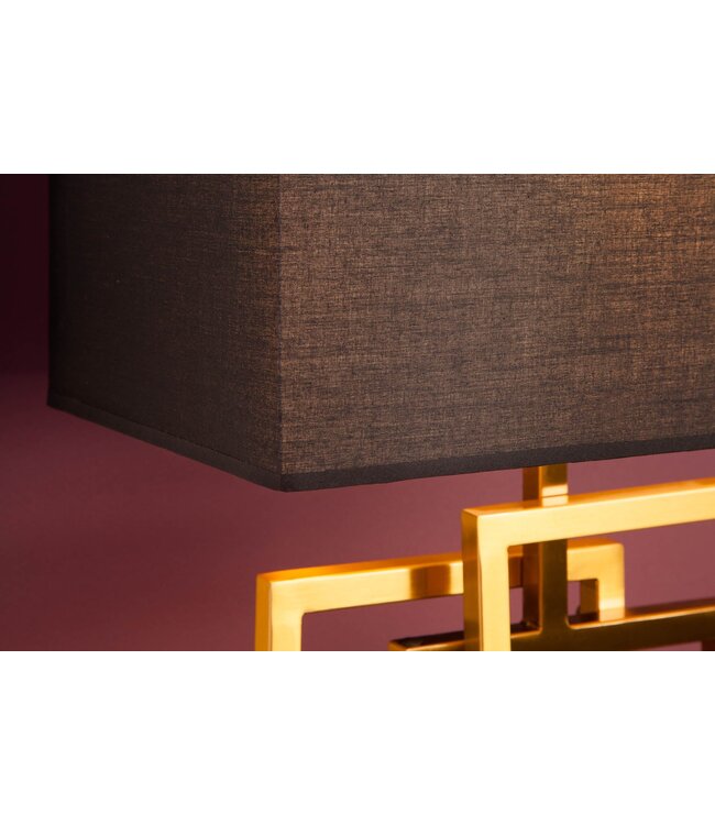Invicta Interior Tafellamp ATLANTIS 56 cm goud met zwarte stoffen kap - 39098