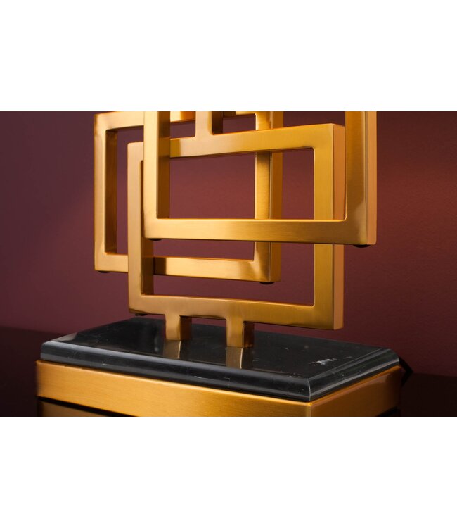 Invicta Interior Tafellamp ATLANTIS 56 cm goud met zwarte stoffen kap - 39098