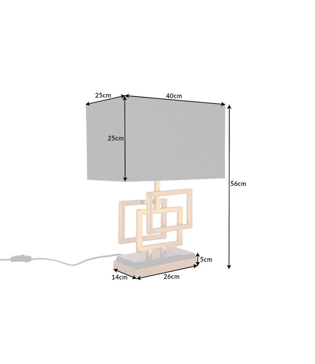 Invicta Interior Tafellamp ATLANTIS 56 cm goud met zwarte stoffen kap - 39098